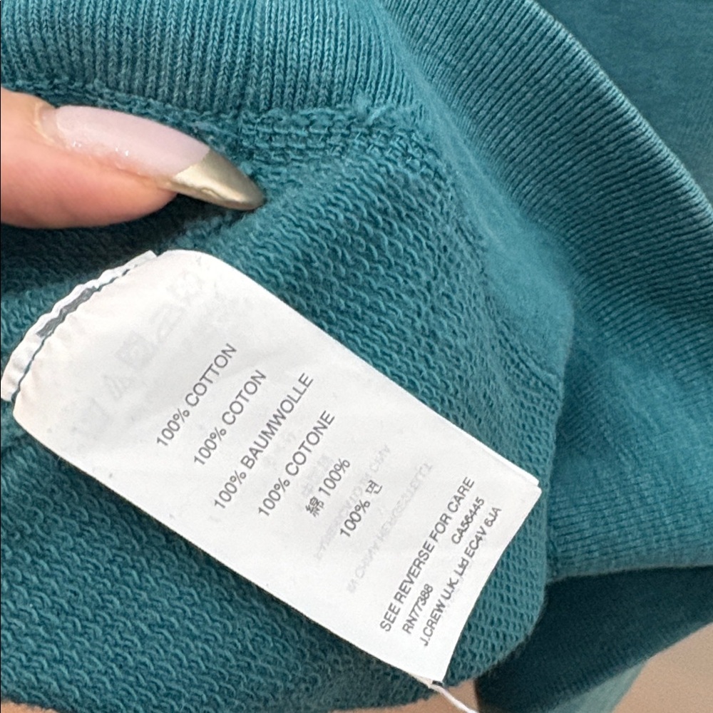 100% cotton J. Crew Men's Teal Crewneck vintage fleece Sweater - Picture 6 of 6